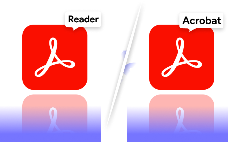 Adobe Reader vs Adobe Acrobat logo