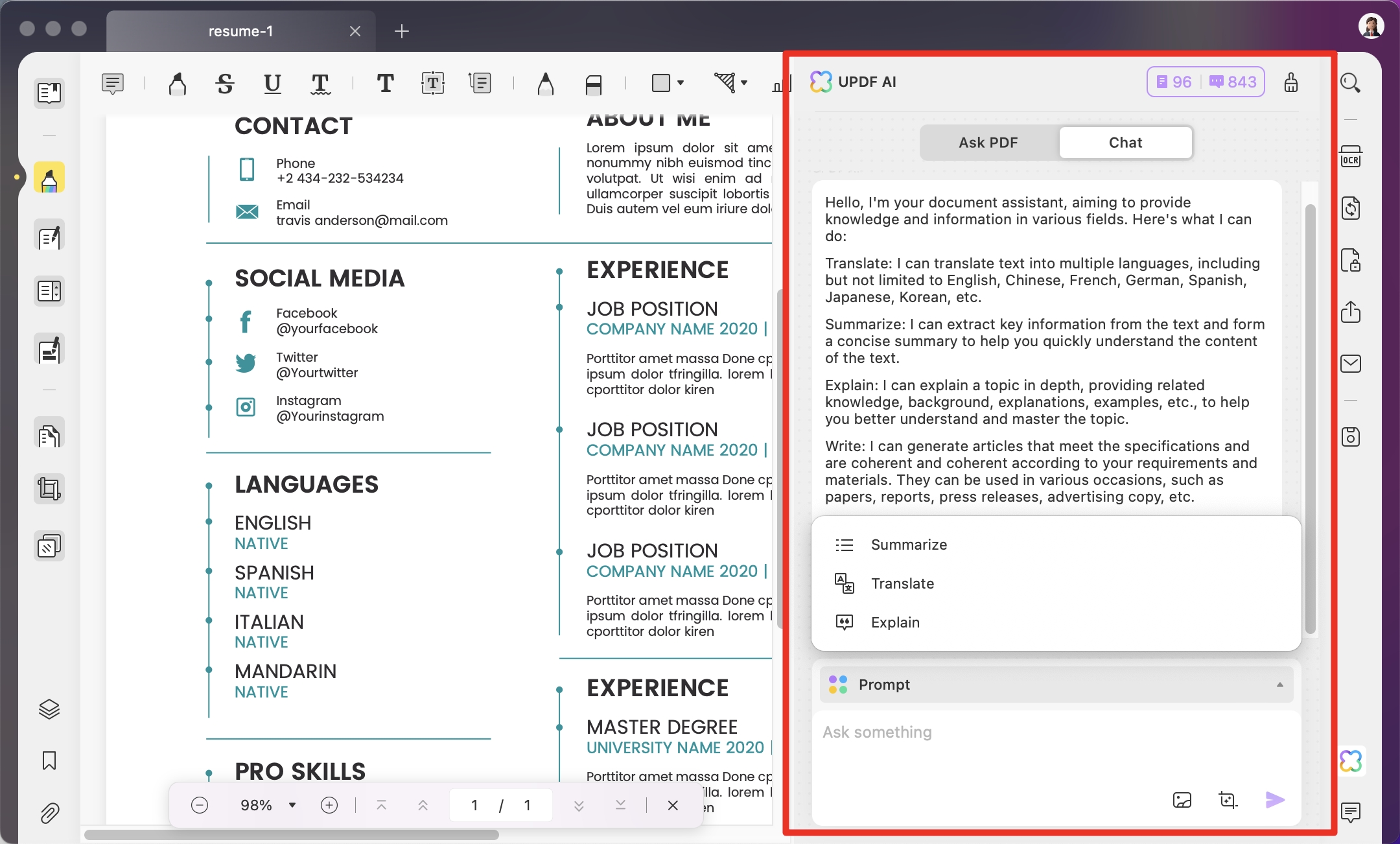 How to Edit Resume in PDF Online - Ai Edit Resume Mac