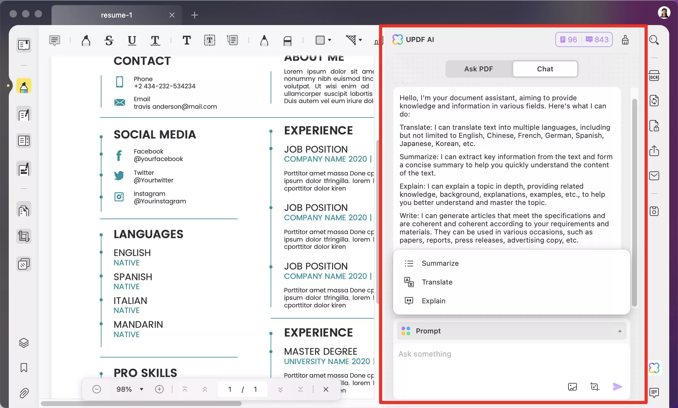 edit pdf resume ai mac