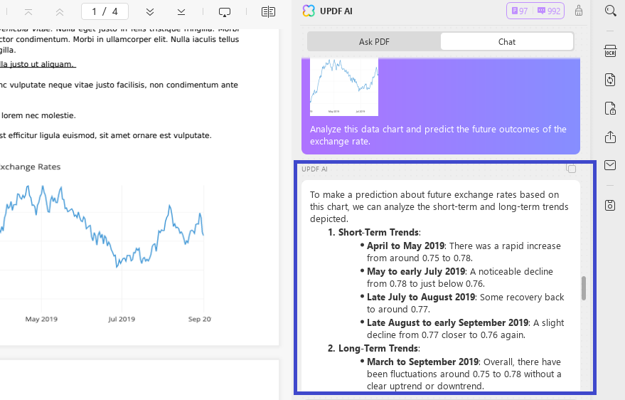analyzing data chart with updf ai on windows and mac