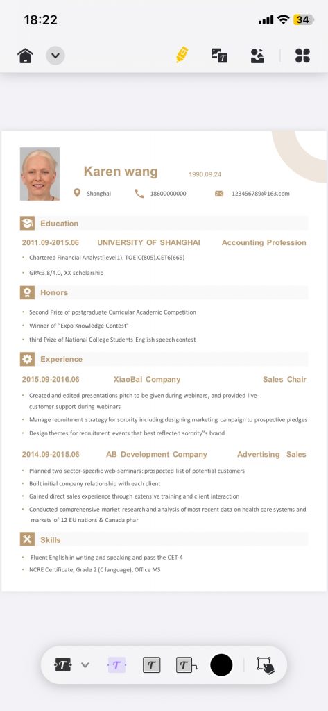 How to Edit Resume in PDF Online - Annotate Pdf Iphone 473x1024