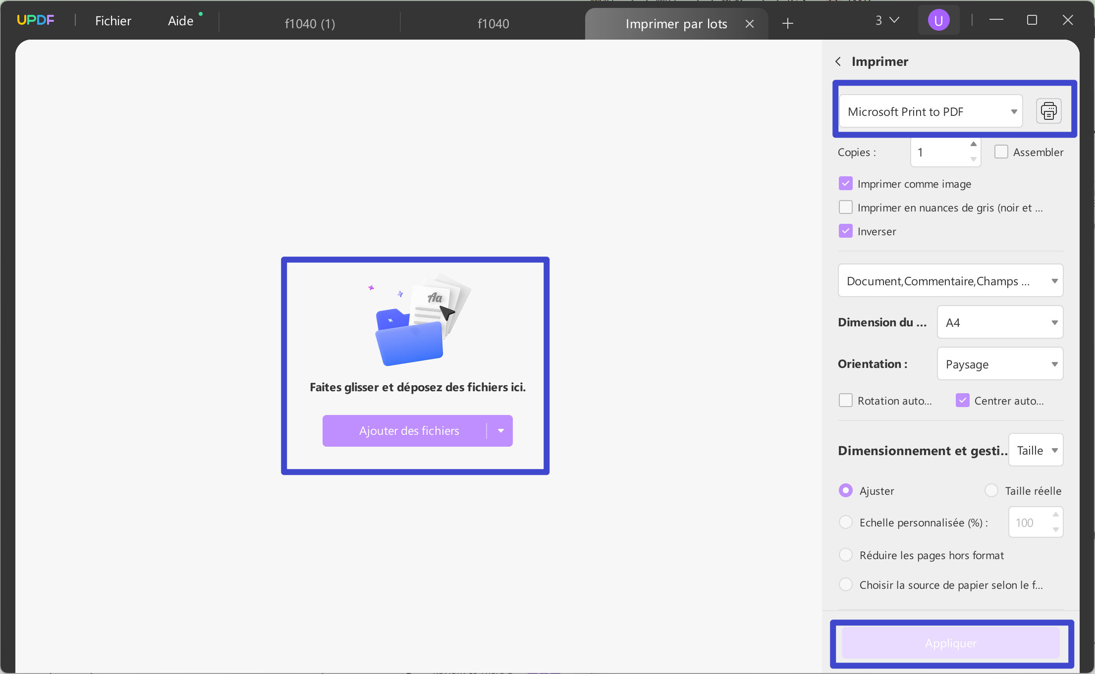 conversion par lots de PDF remplissables en PDF standard avec impression par lots avec UPDF