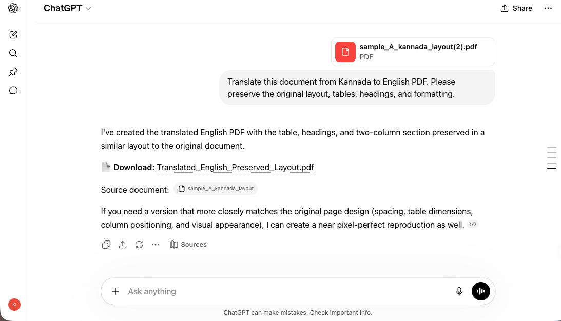 chatgpt translate kannada to english