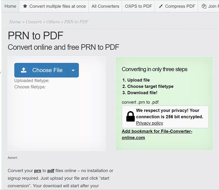 uploadprn file to convert in file converter online