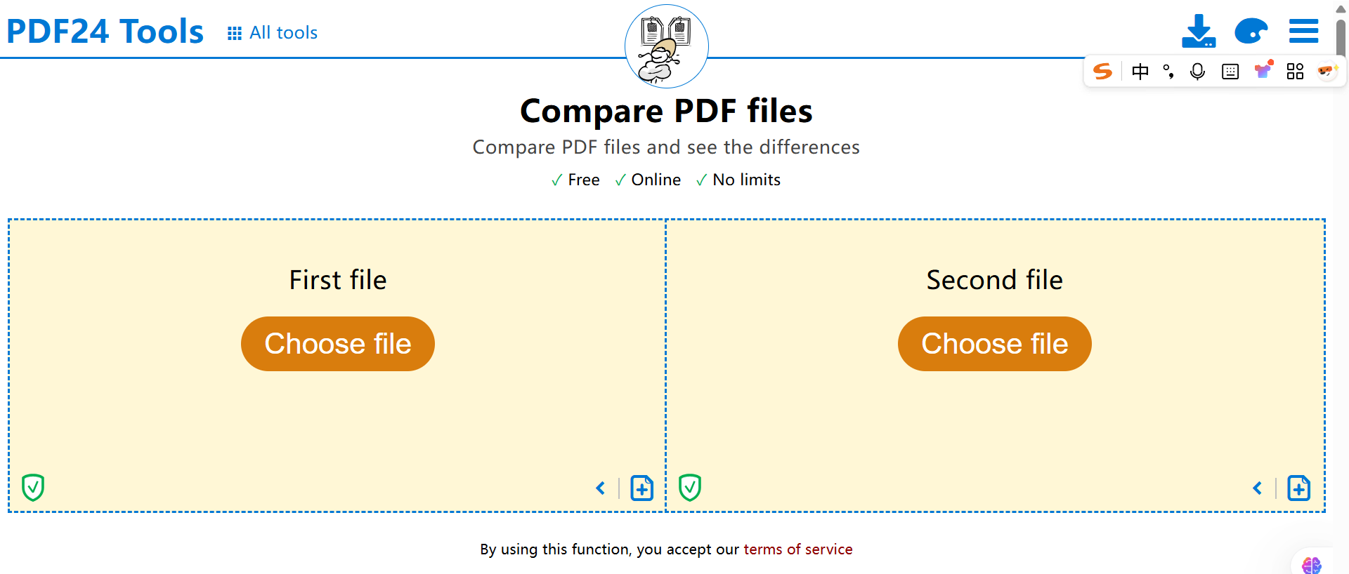 choose file with pdf24 tools