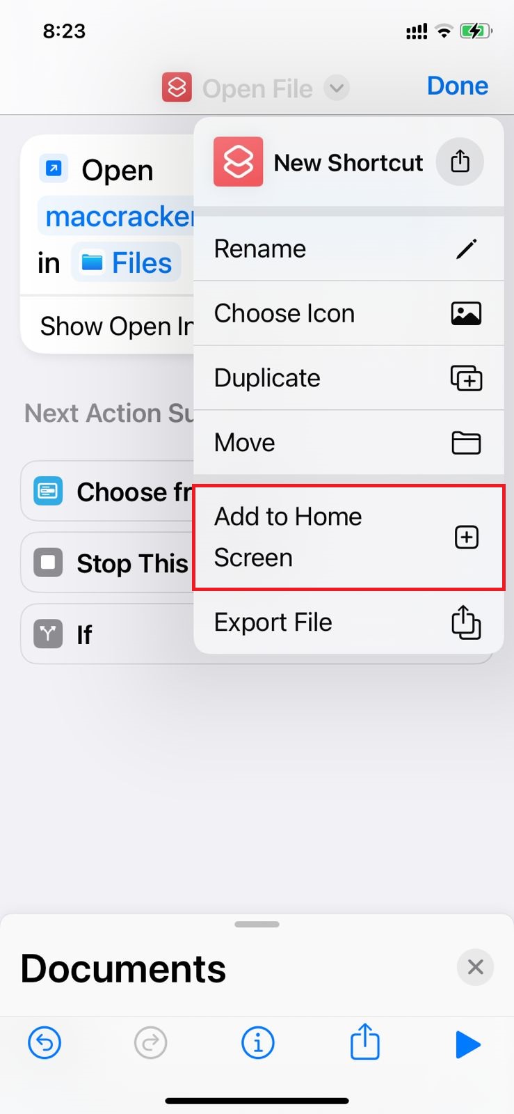 click the add to home screen option in iphone