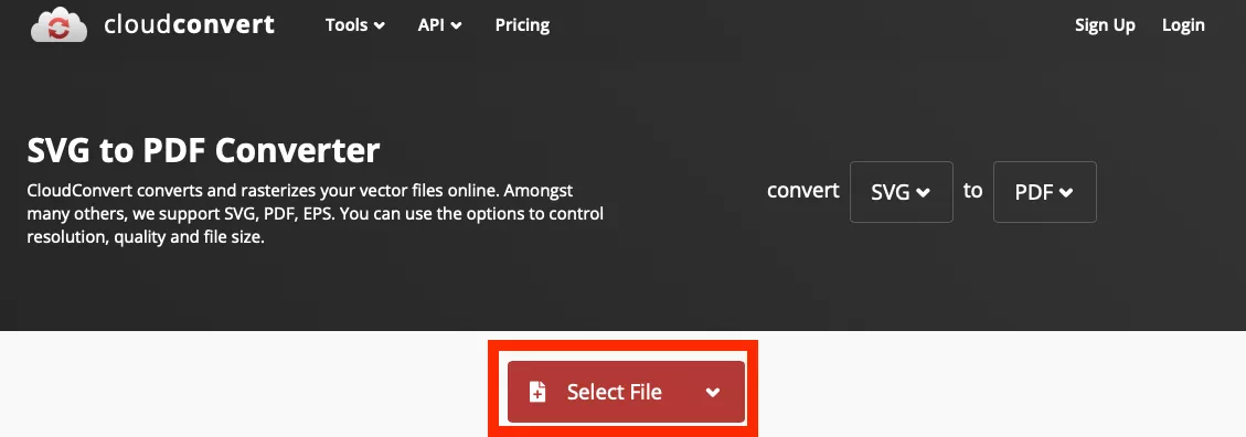 Convertire da SVG a PDF con CloudConvert