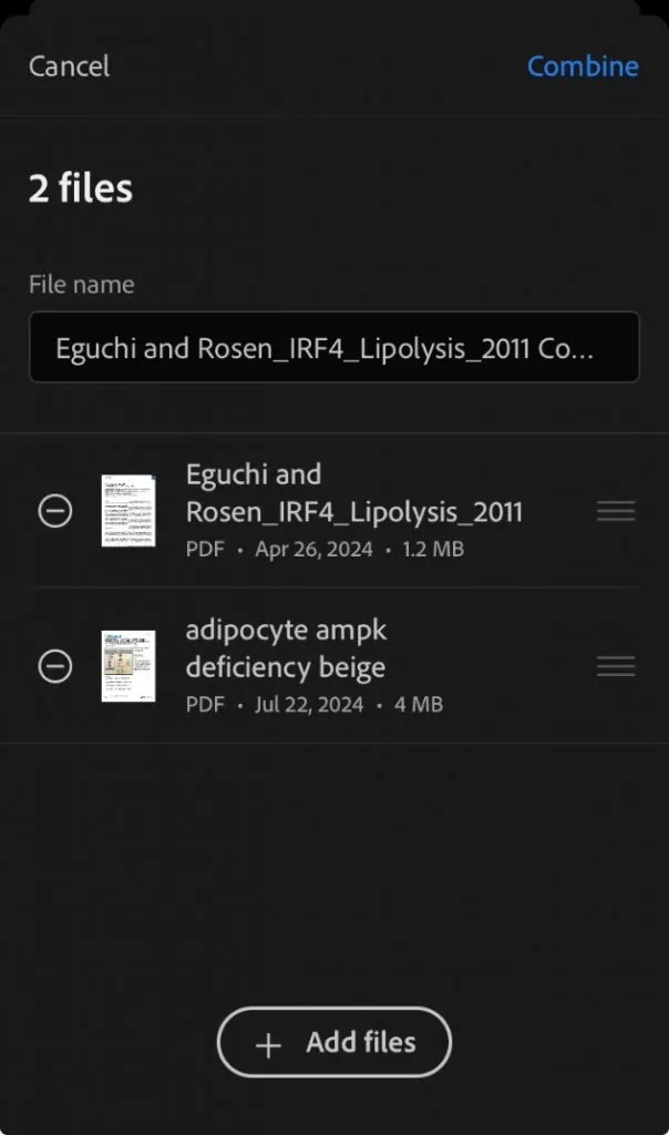  combine more files with adobe acrobat for ios