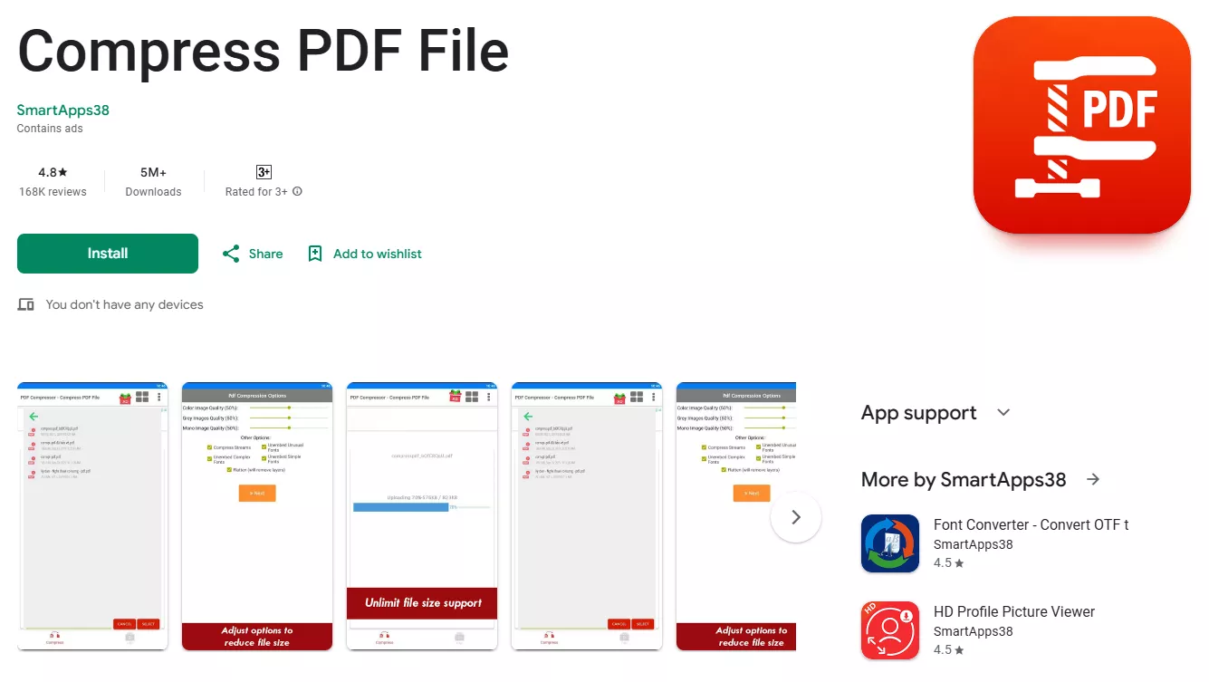 compress PDF File app for android