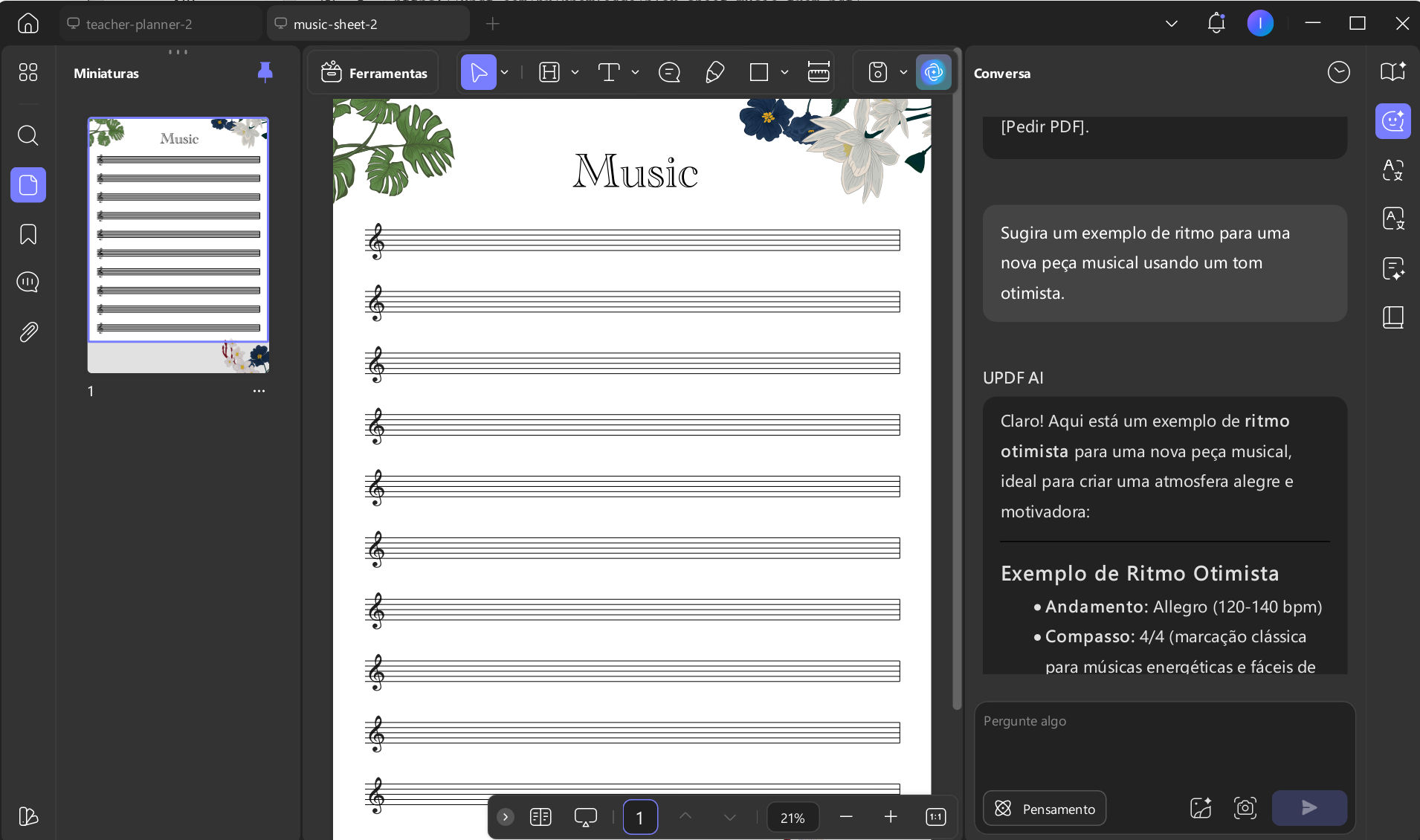 tocar partitura de pdf updf ai