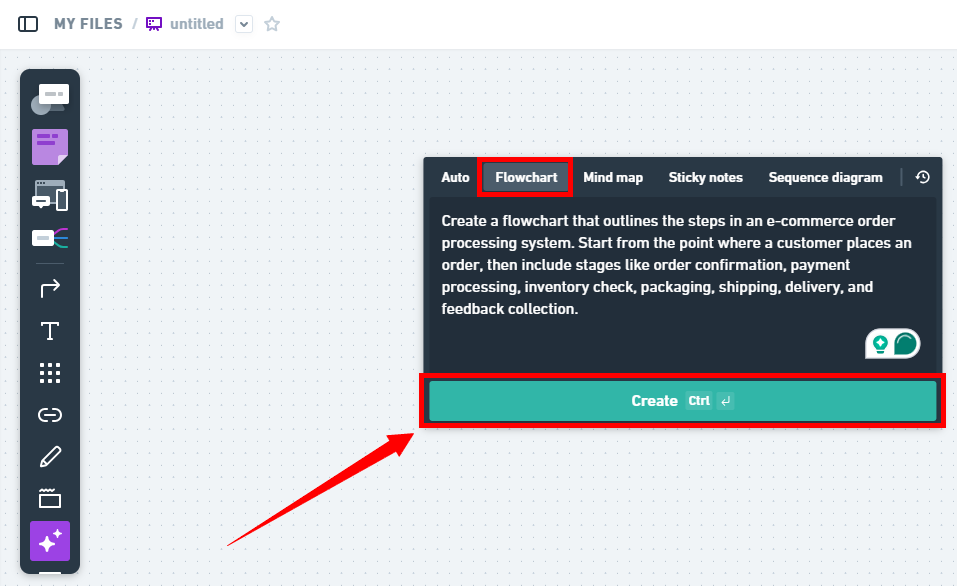 convert prompt to flowchart in whimsical