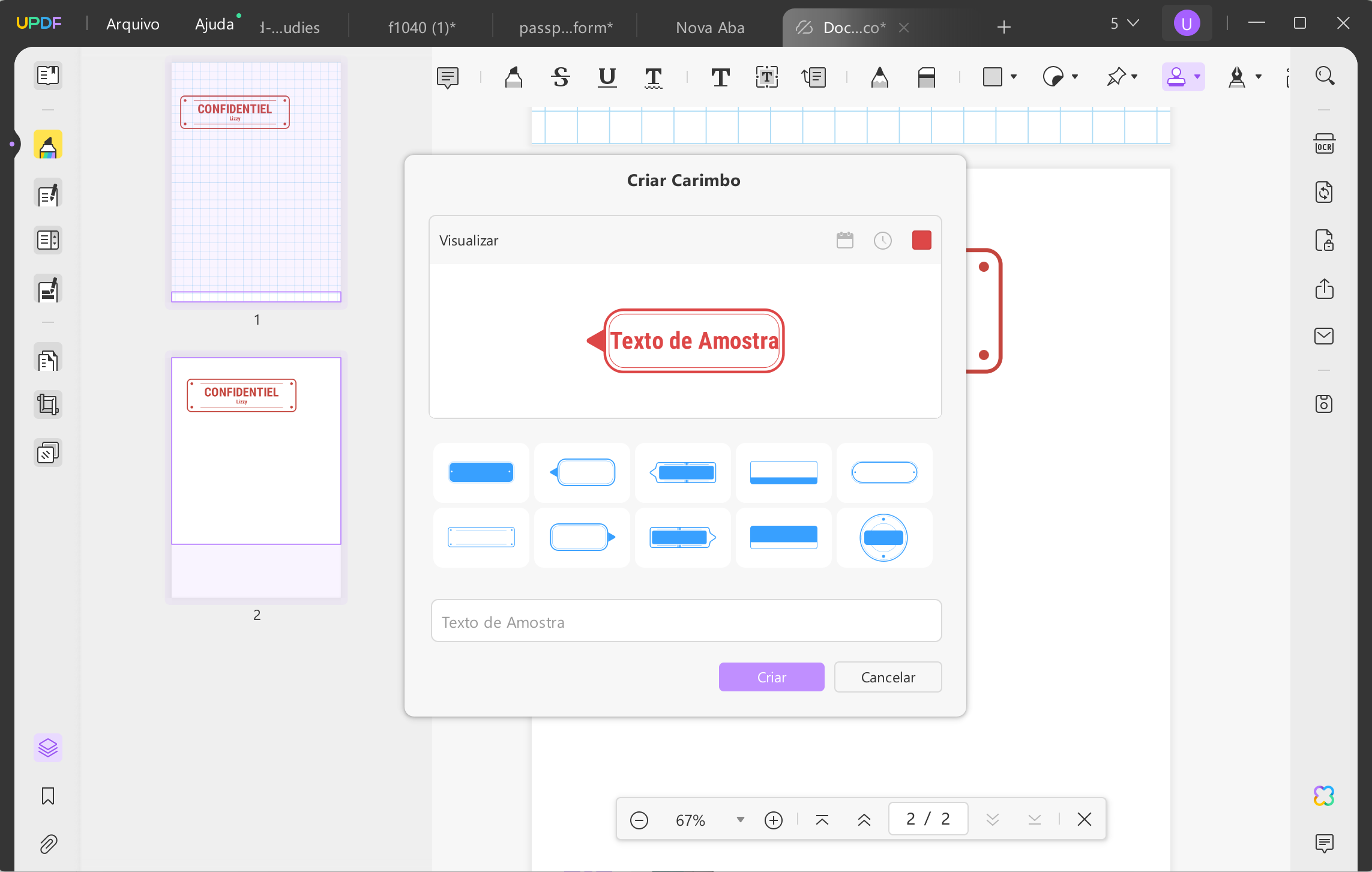 copiar carimbo para pdf criar um carimbo personalizado com UPDF