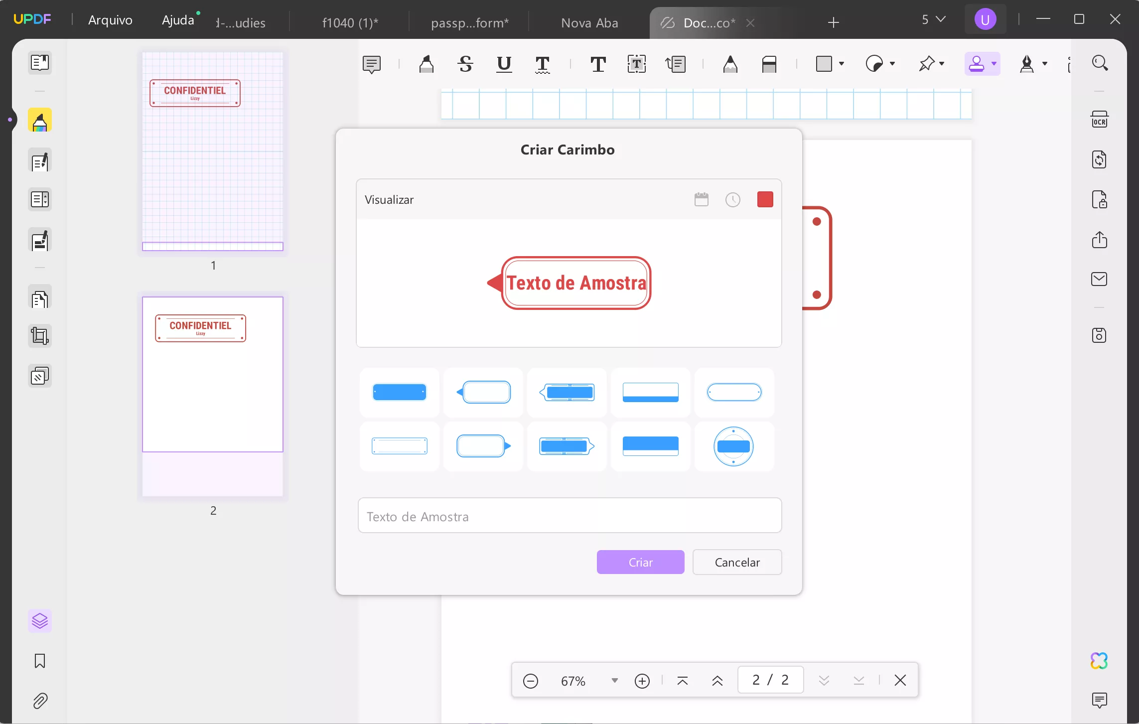 copiar carimbo para pdf criar um carimbo personalizado com UPDF