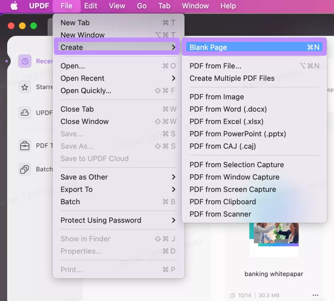 使用 Mac 版 UPDF 建立空白 PDF