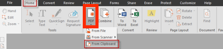 create PDF from clipboard with nitro