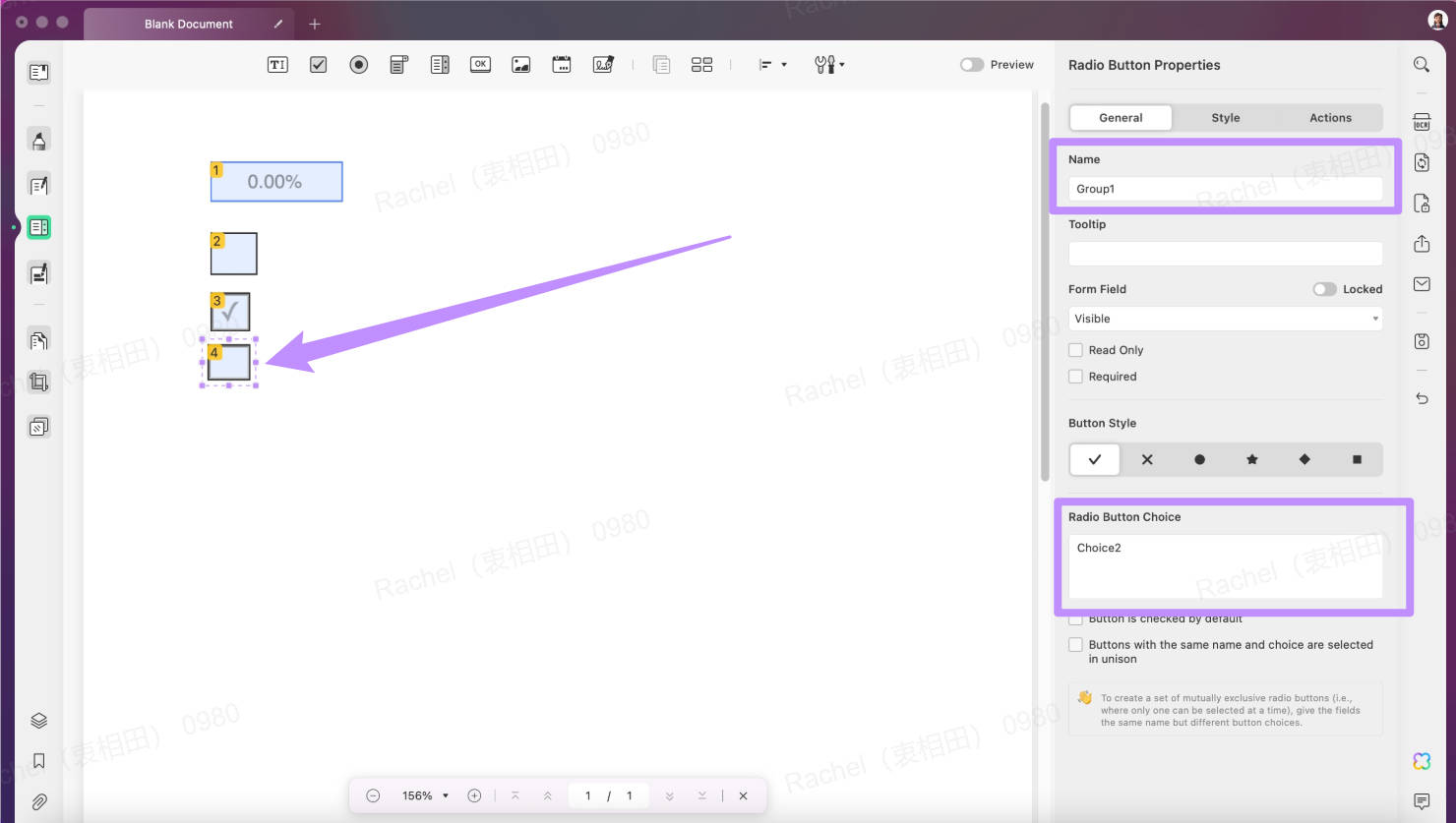 Create radio button group with UPDF mac