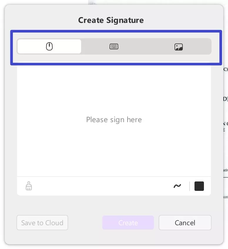 three opyions to create a signature