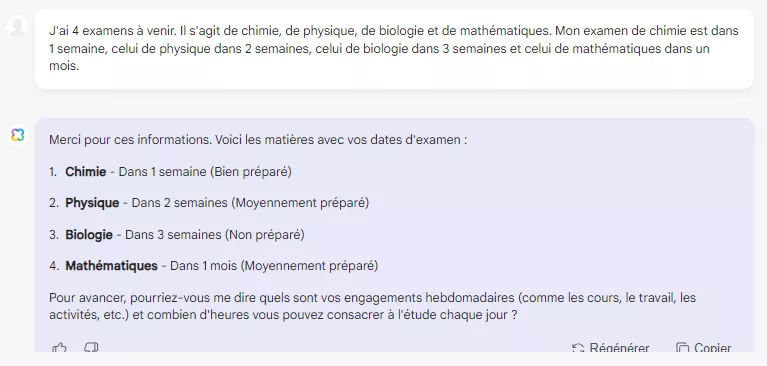 fournir le calendrier des examens à l'assistant IA de l'UPDF