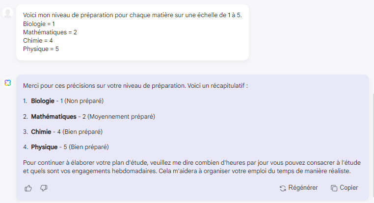 spécifier le niveau de préparation dans l'assistant IA de l'UPDF