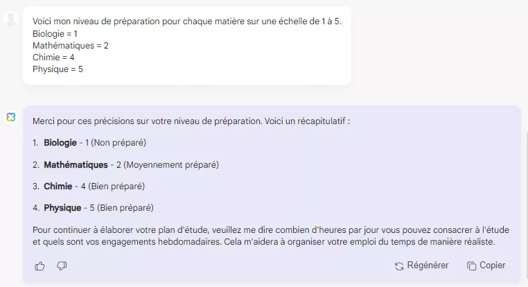 spécifier le niveau de préparation dans l'assistant IA de l'UPDF