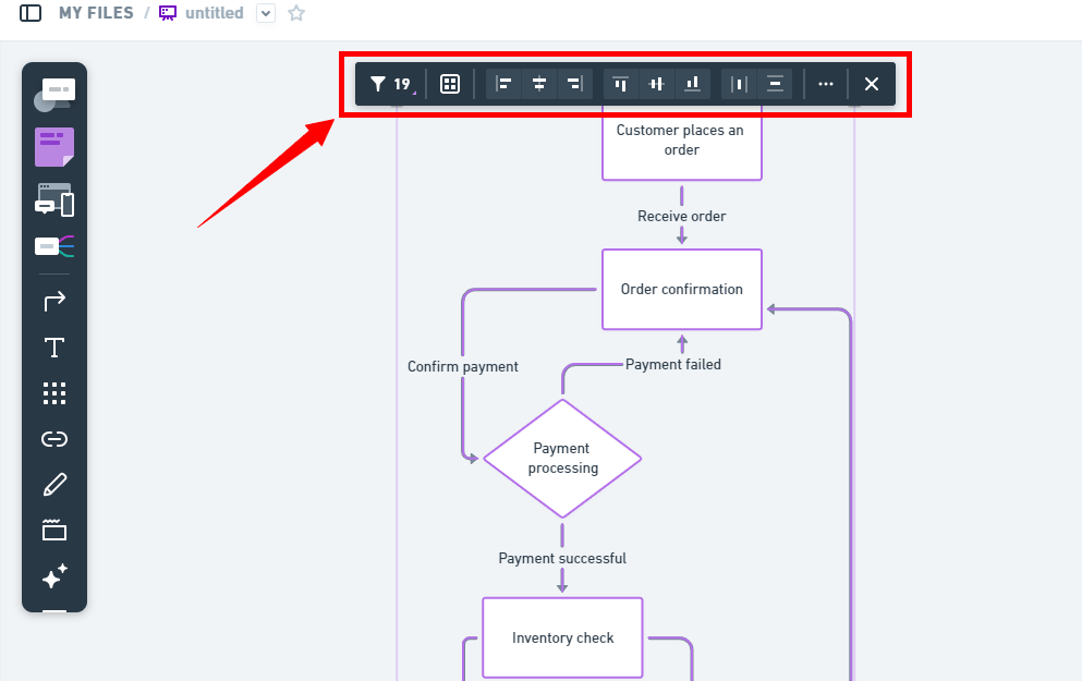 customize the flowchart in whimsical