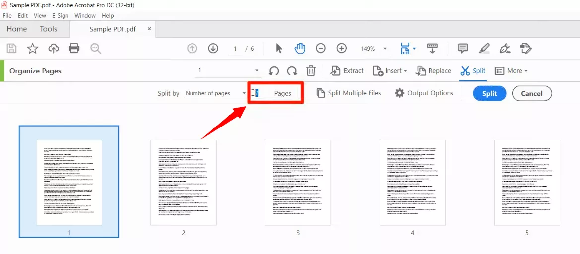 define the page range in acrobat