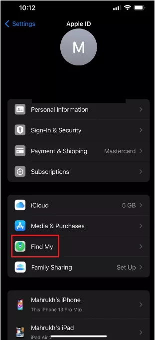 disable find my on your device 2