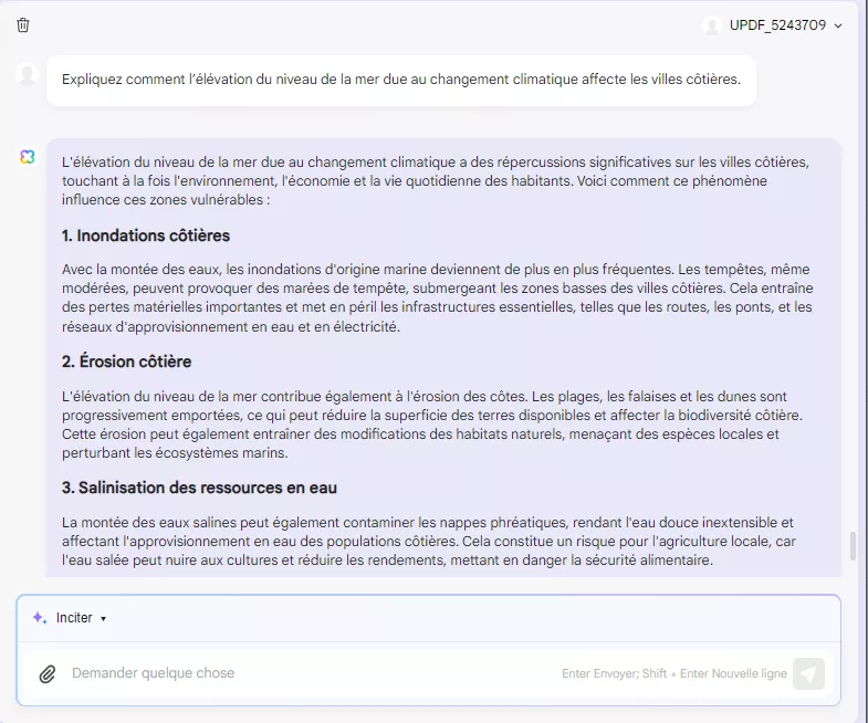posez des questions spécifiques avec l'assistant IA en ligne de l'UPDF