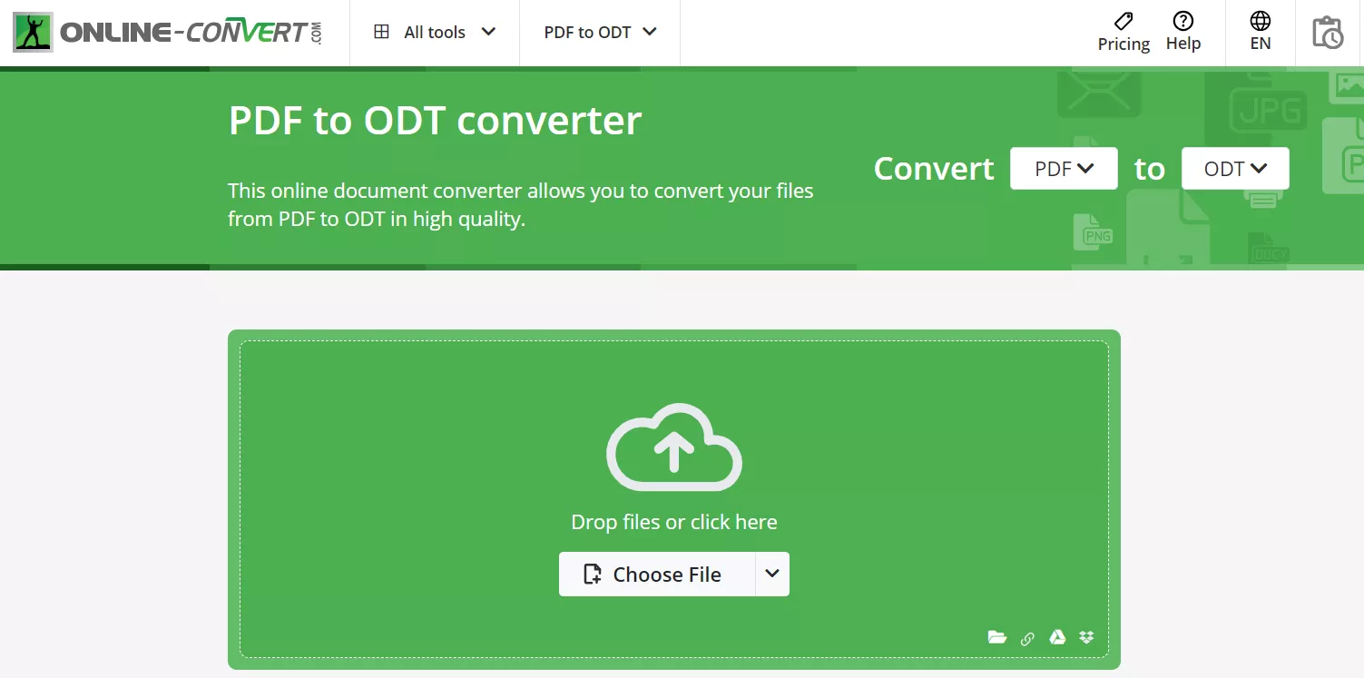 Convertire PDF in ODT con Document Online Convert