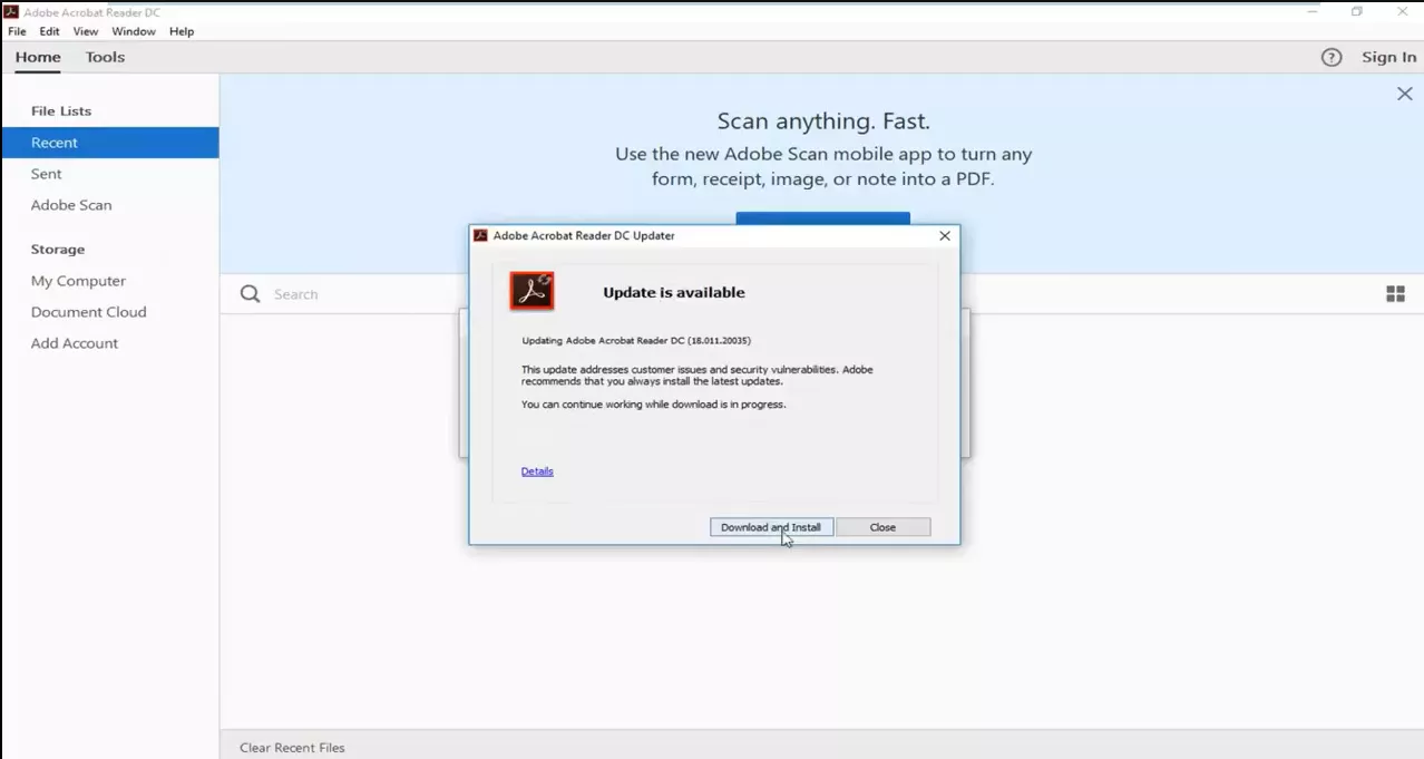  download and install update for adobe acrobat