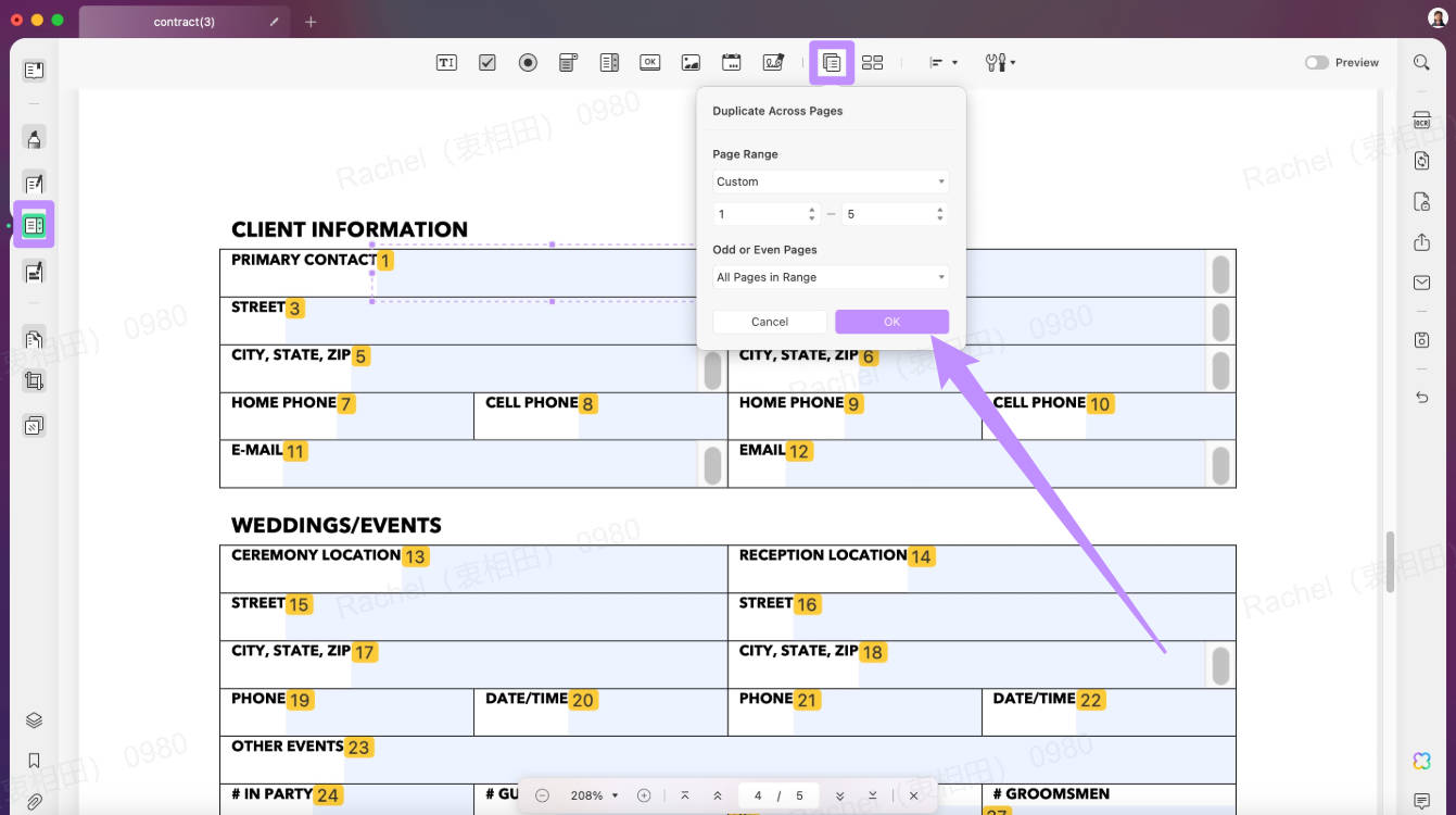 Duplicate across pages in UPDF Mac