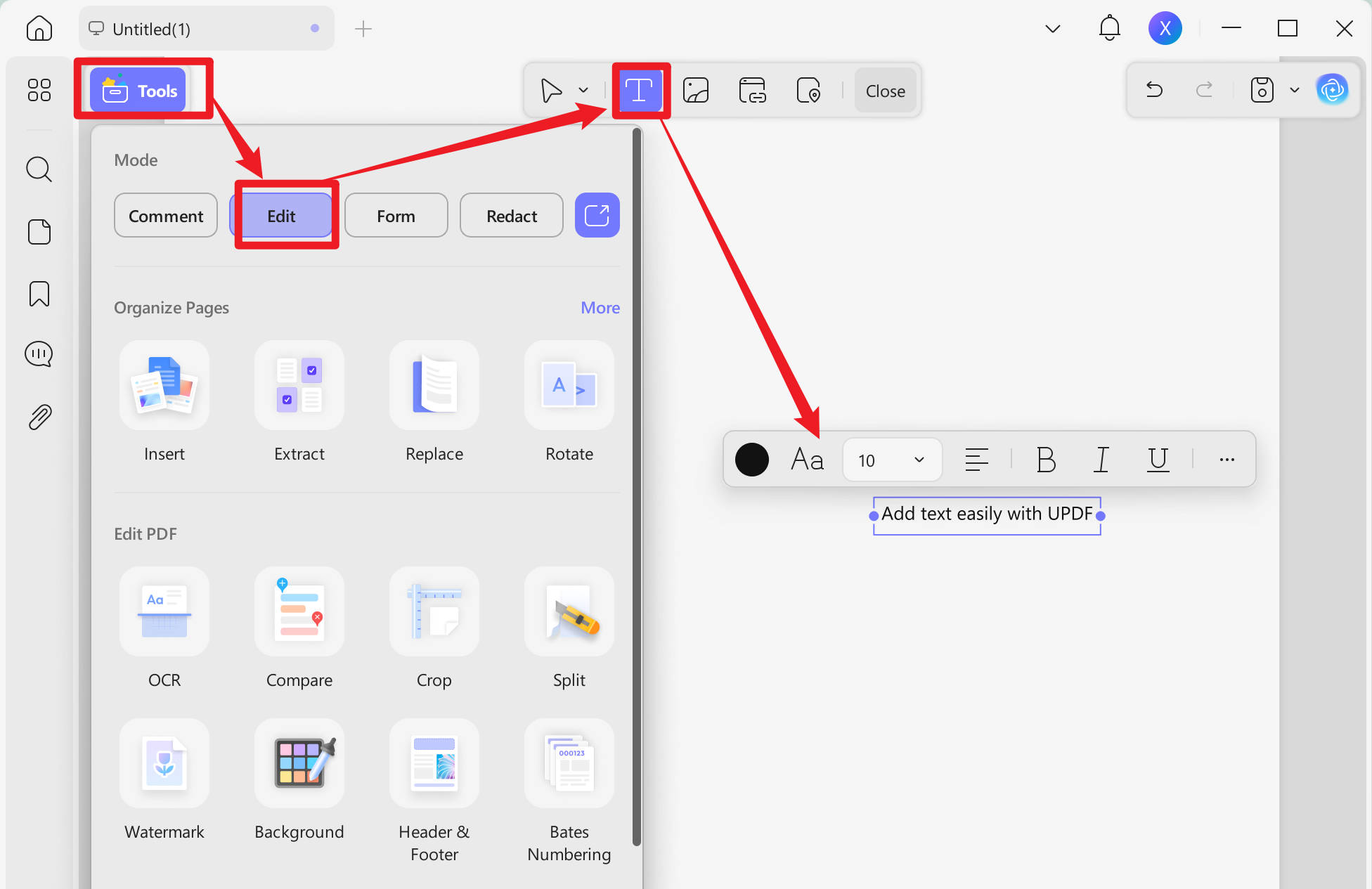add text to PDF with UPDF