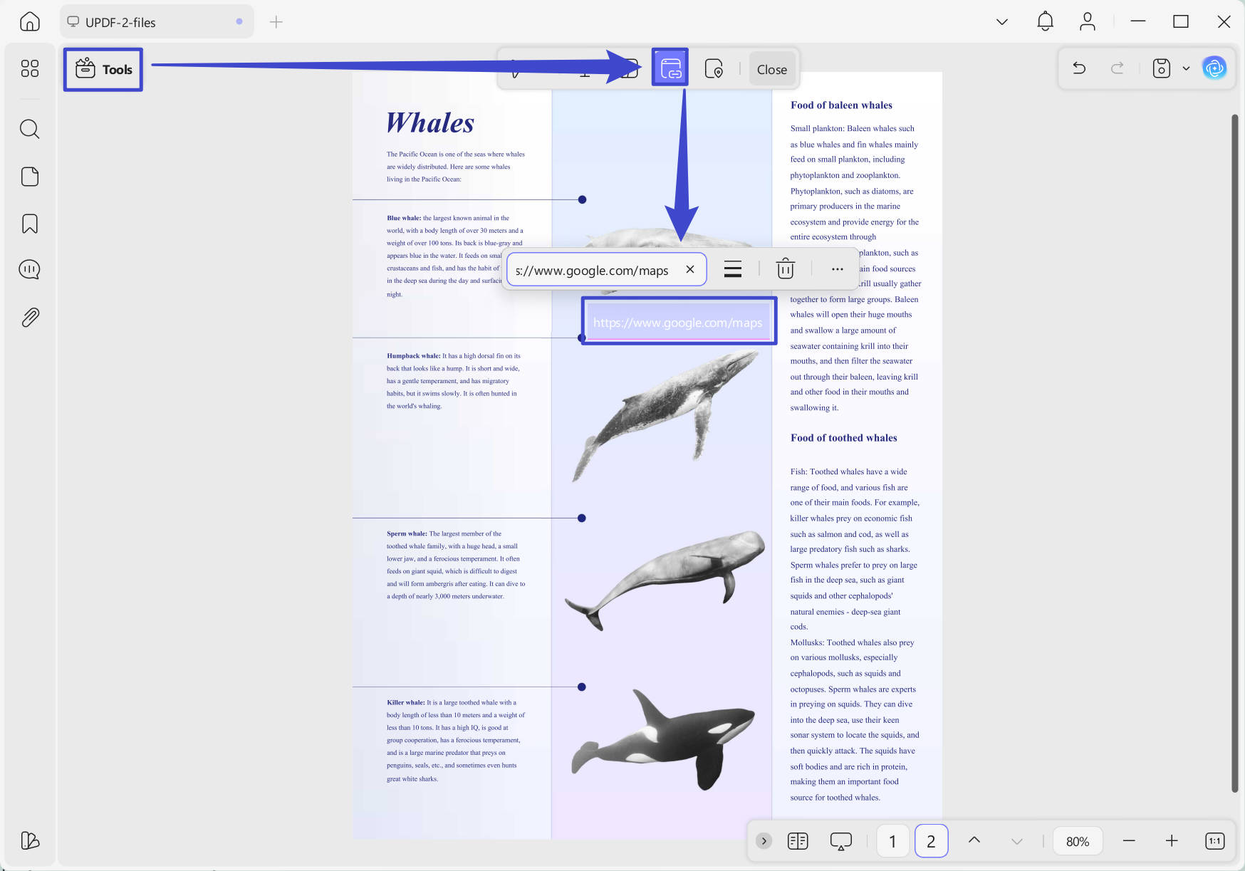 تضمين رابط خريطة جوجل إلى ملف pdf updf windows