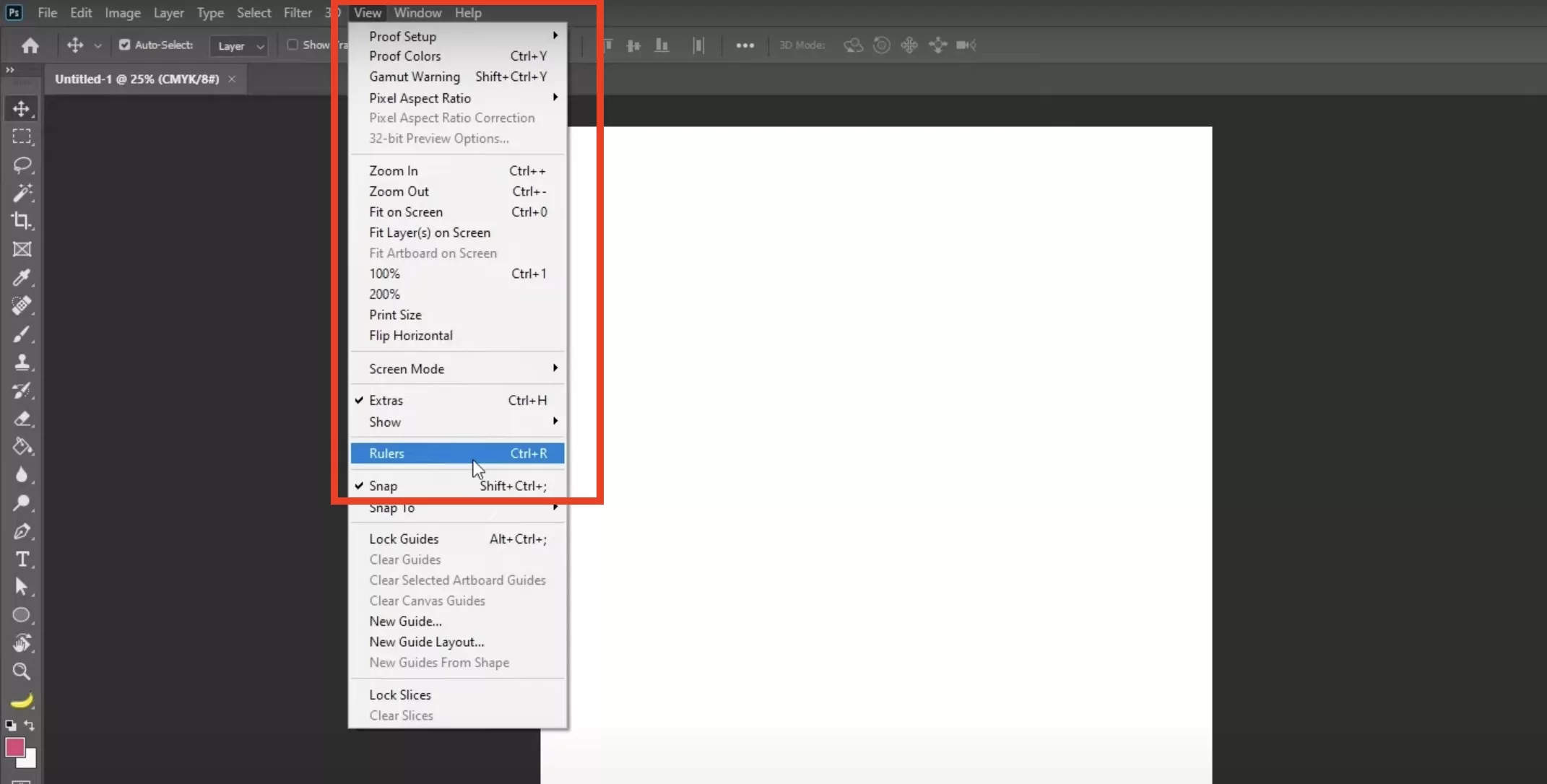 enable rulers in photoshop