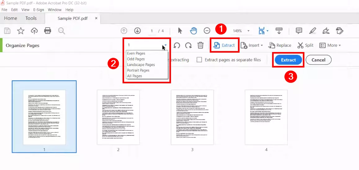 extract pdf pages in acrobat