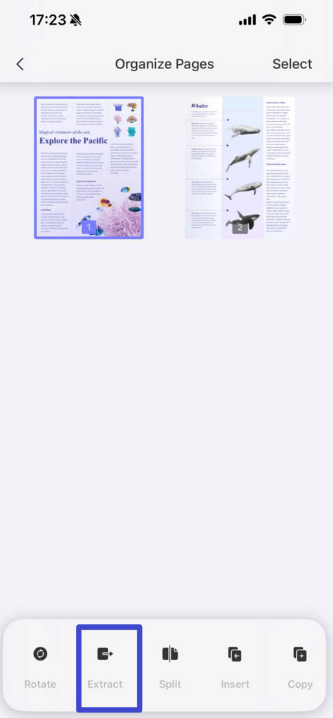 Extract page from PDF with UPDF for iOS