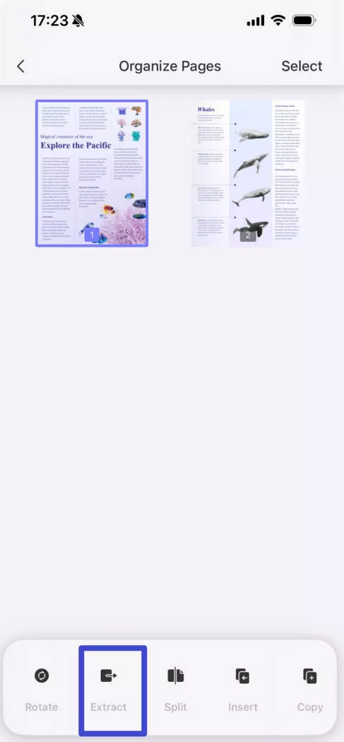 Extract page from PDF with UPDF for iOS
