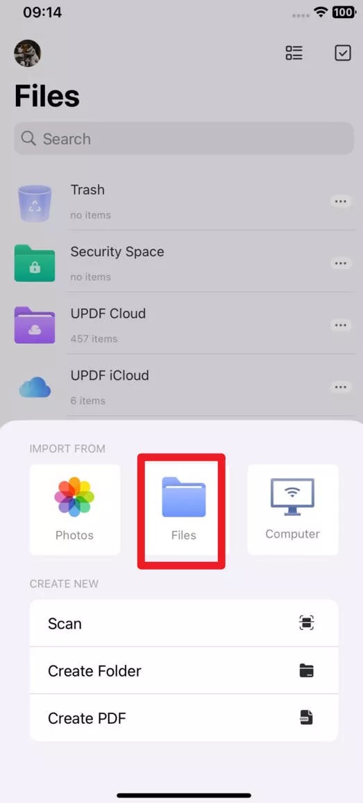 open pdf with updf for ios