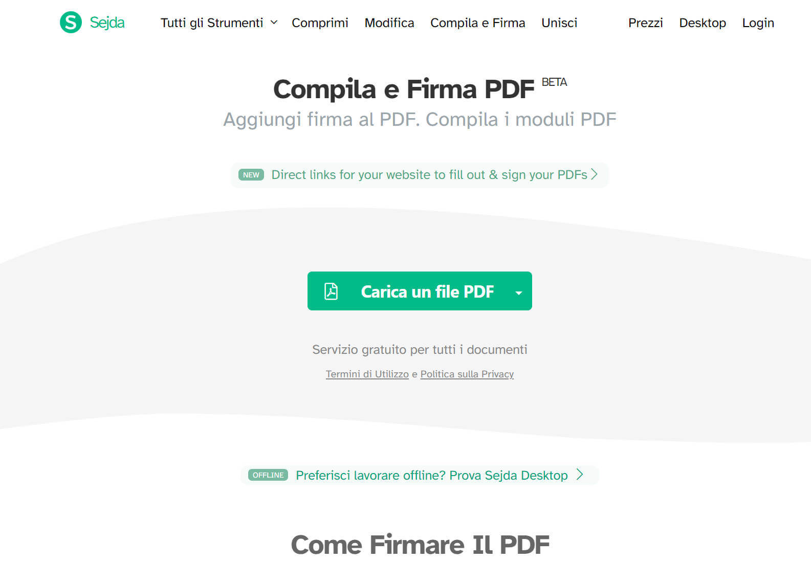 Firmare PDF online gratuitamente con Sejda