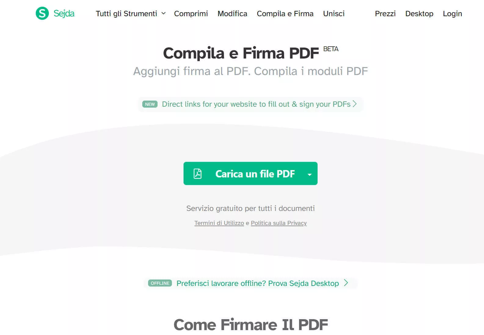 Firmare PDF online gratuitamente con Sejda