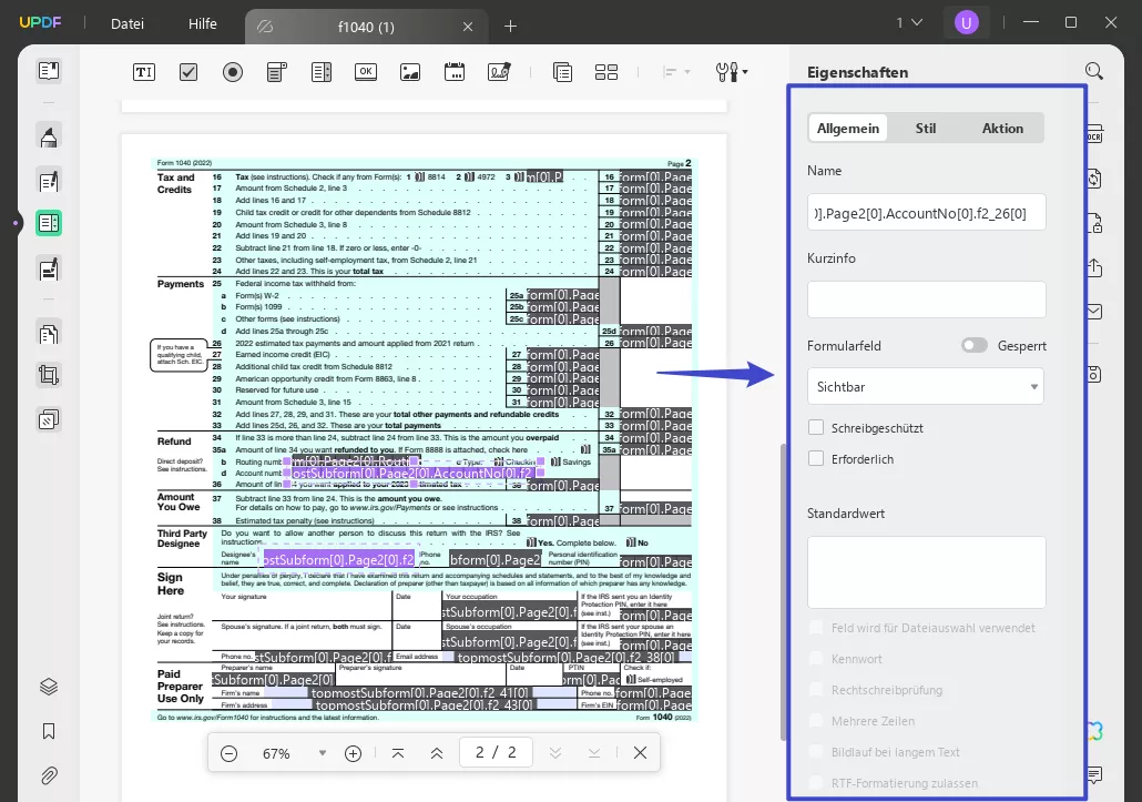 So erstellen Sie ein ausfüllbares PDF-Formular ohne Acrobat-Formulareigenschaften