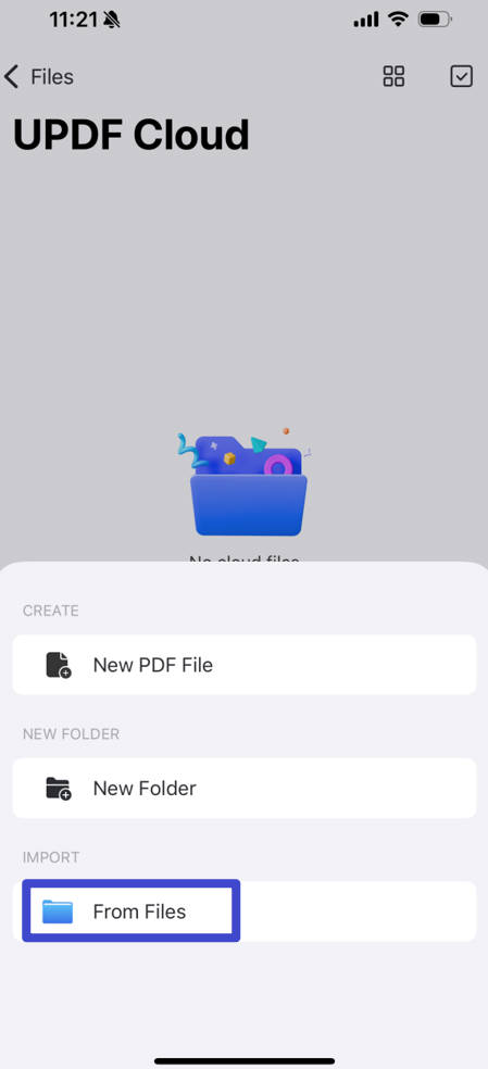 import pdf from files to updf cloud in ios