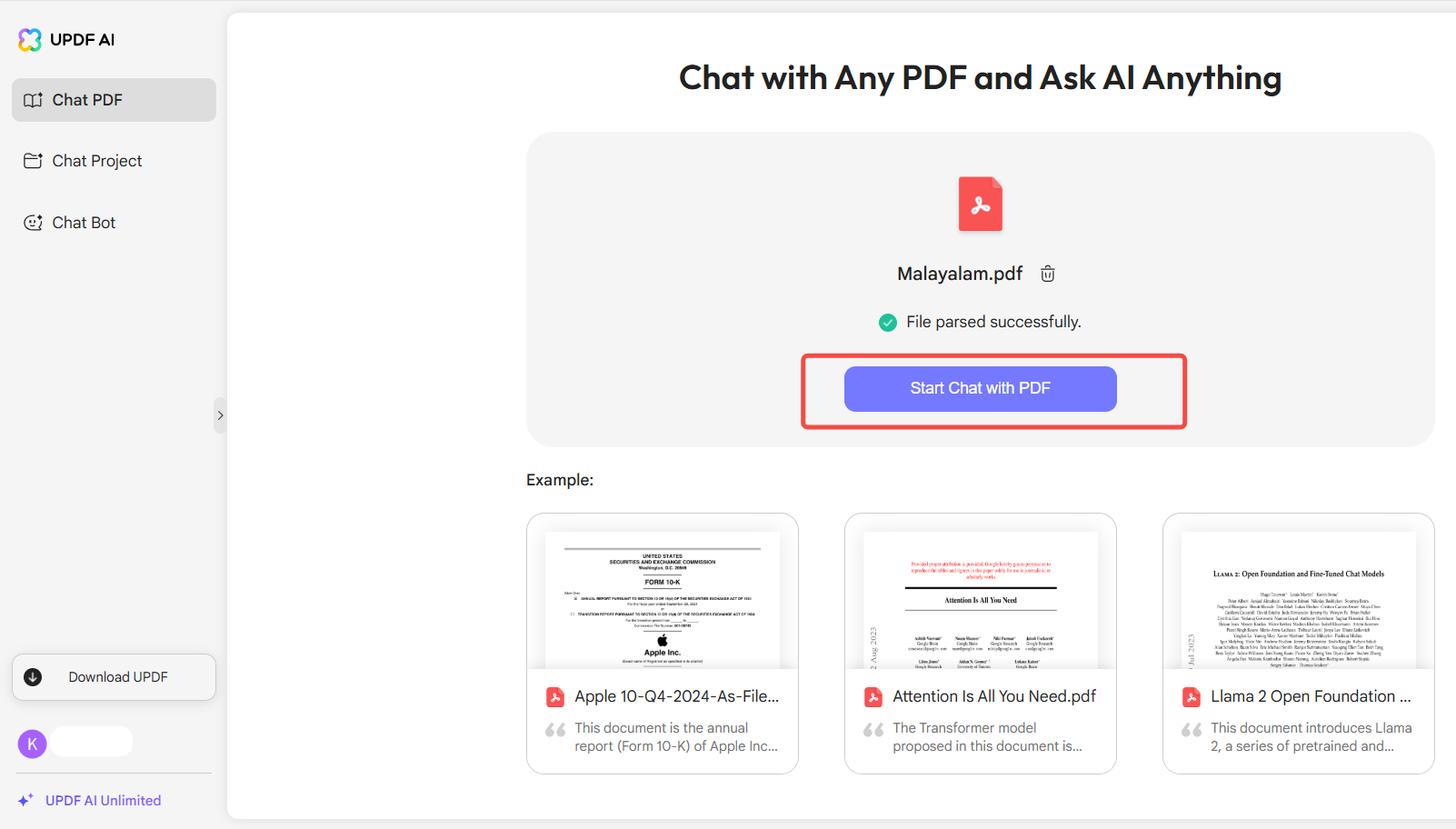 get started with updf online ai