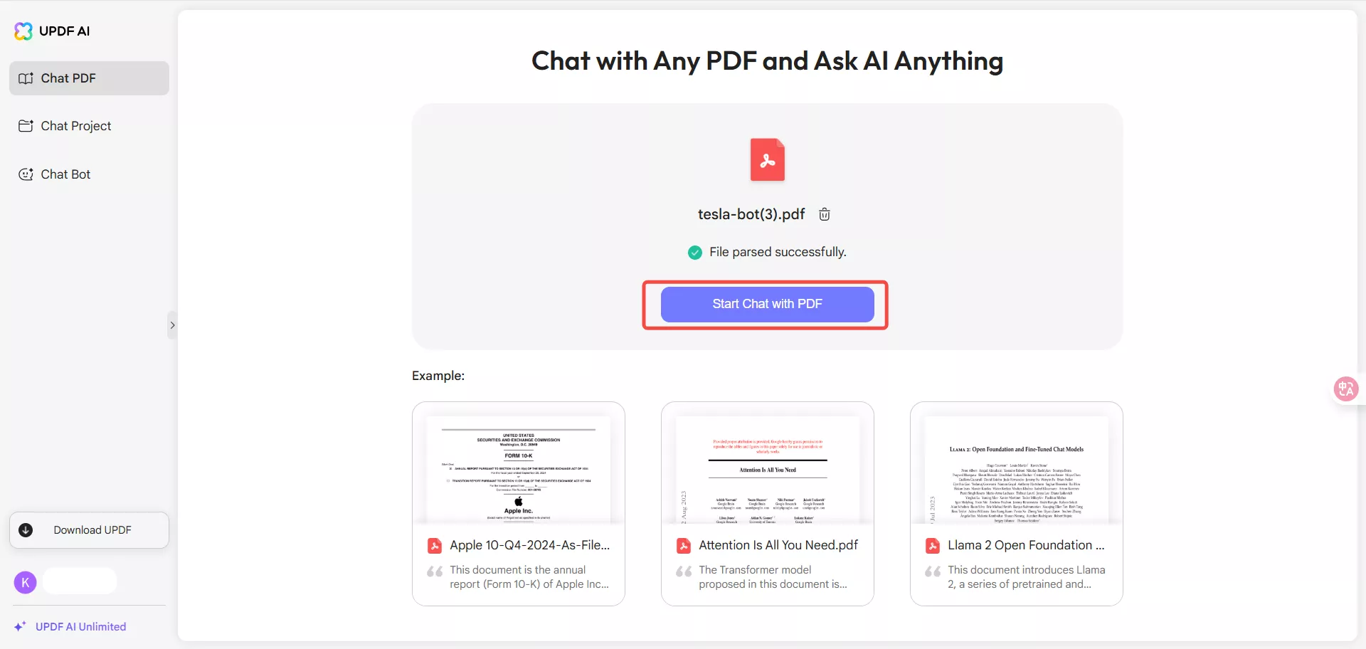 get started with updf online ai