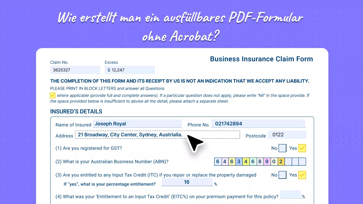 Wie Sie ein ausfüllbares PDF-Formular ohne Acrobat erstellen