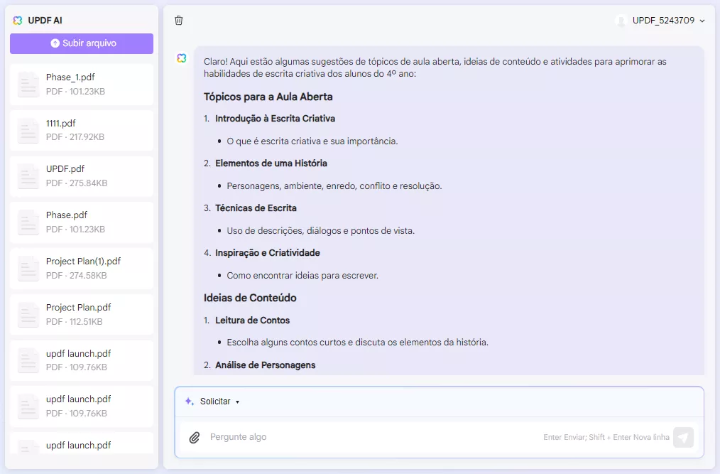 como usar ia no ensino gerar sugestões de ensino com o UPDF AI Assistant