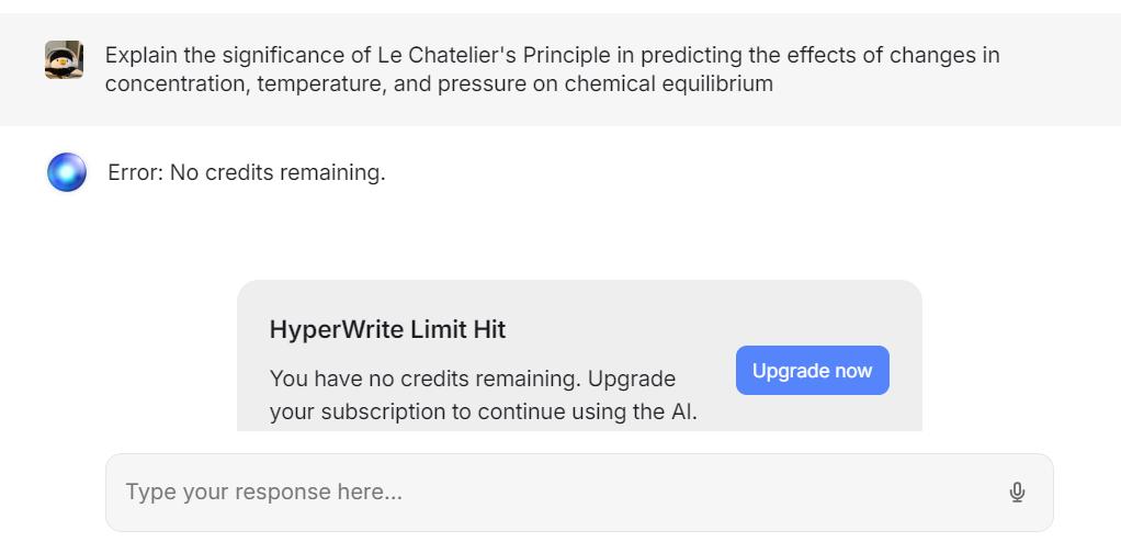 hyperwrite limit hit