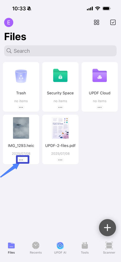 click the three dots in updf for ios