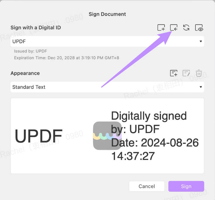 importer une signature vers UPDF Mac