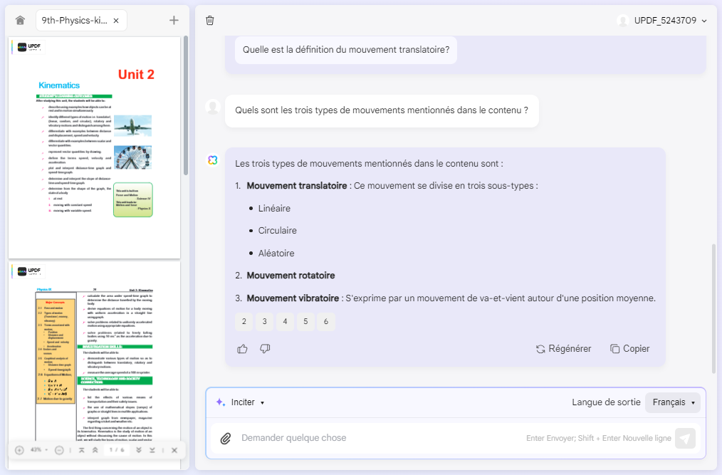 rechercher des informations avec l'assistant IA de l'UPDF
